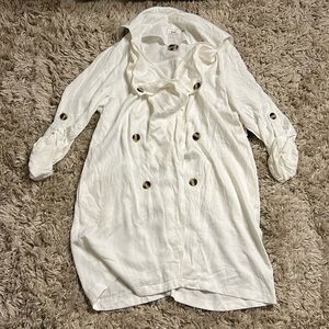 White Linen Trench Coat Sz Small